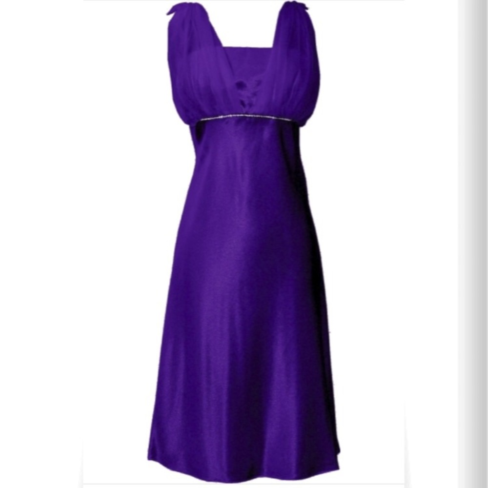 PacificPlex Satin Crystals Chiffon Prom Dress